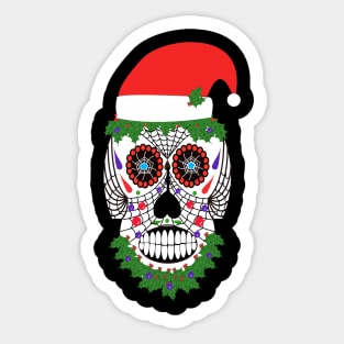 Scary Santa Claus Skeleton Face with Santa hat Sticker